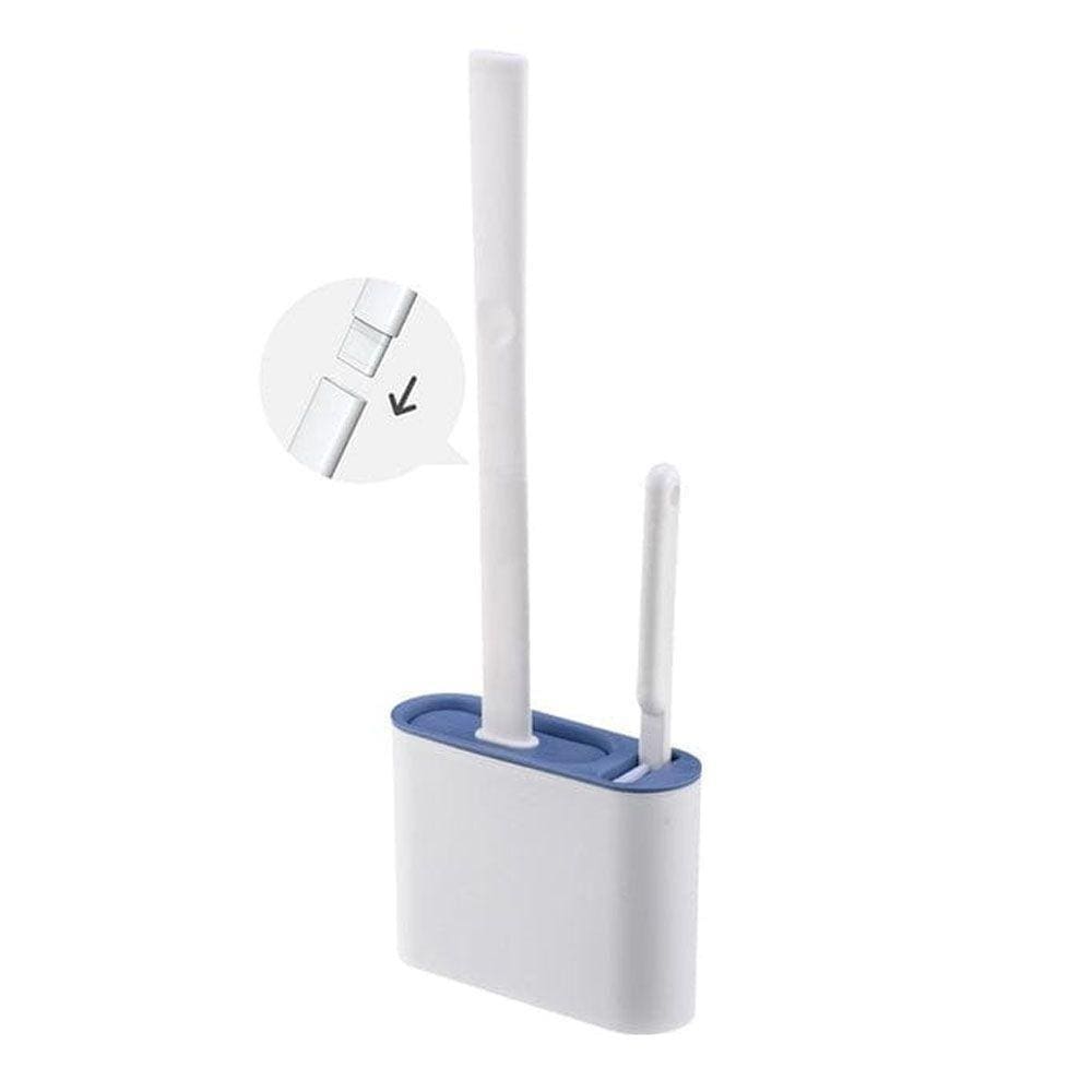 Kit Escova Sanitária Silicone Flexível Com Suporte Cinza