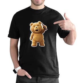 Camiseta 100% Algodao Masculina Com Peça de Abrir Garrafa Estampa Urso Ted