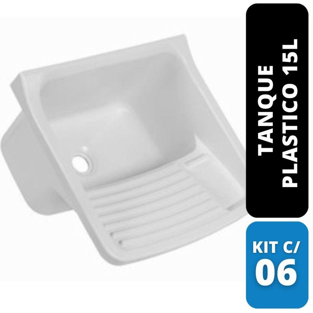 Kit C/ 6 Tanque Plastico 15L Branco Valeplast
