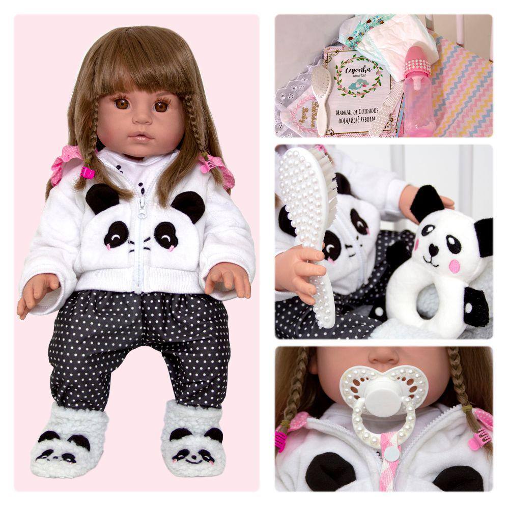 Roupa Para Boneca Bebê Reborn Com Casaco Panda com o Melhor Preço é no Zoom