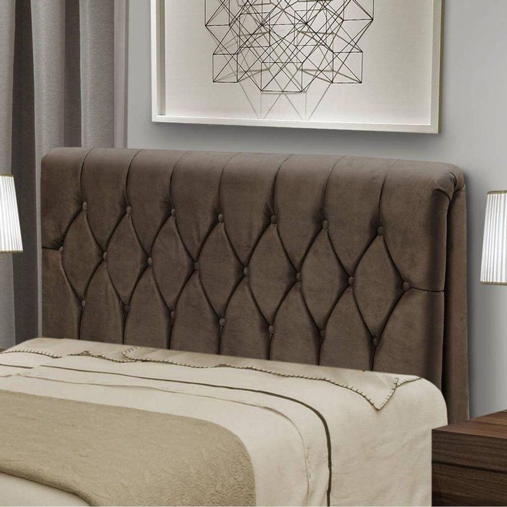 Cabeceira Solteiro 90cm Capitone Istambul Dobuê Marrom