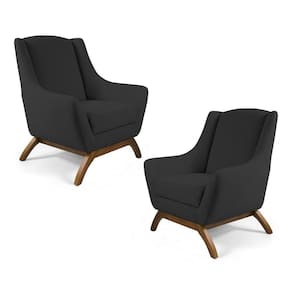 Kit 02 Poltronas Juliet Base De Madeira C-465 Chumbo