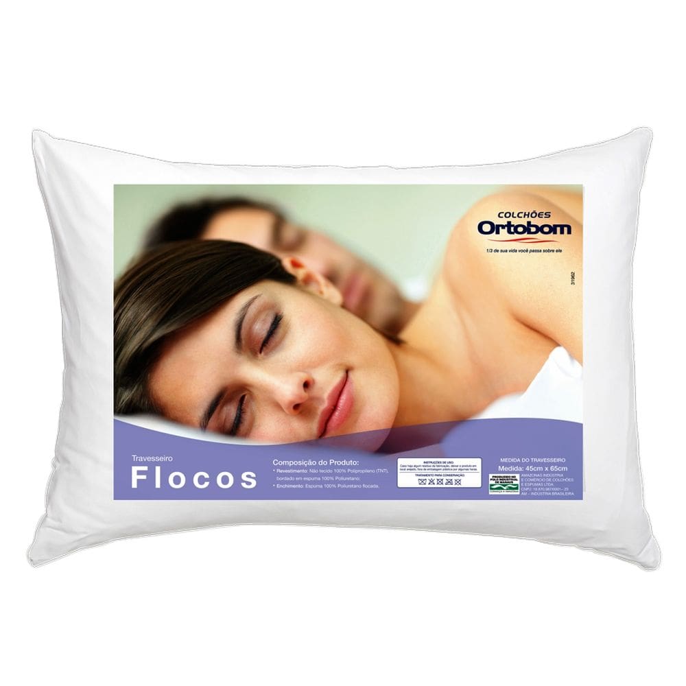 Travesseiro Flocos Conforto Ortobom Matelassê Branco