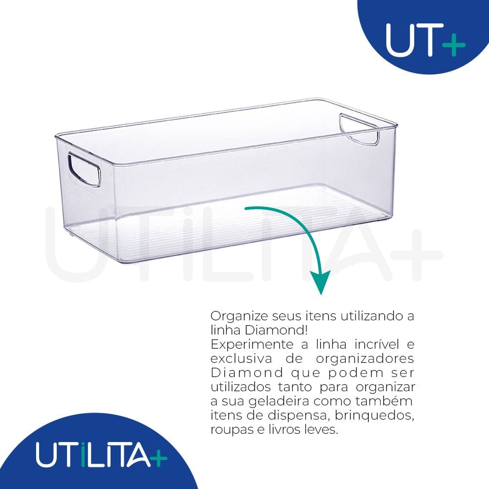 Organizador diamond 40x 21x 13cm cristal