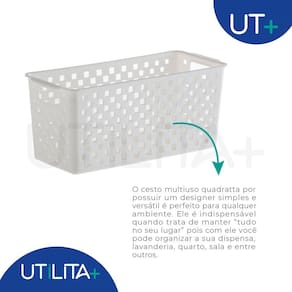 Cesto organizador quadratta 27x 12x 12cm branco