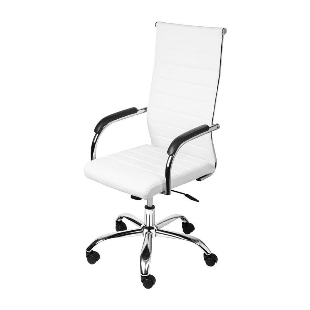 Cadeira Florença Alta Branca em Couro Sintético Base Rodízio