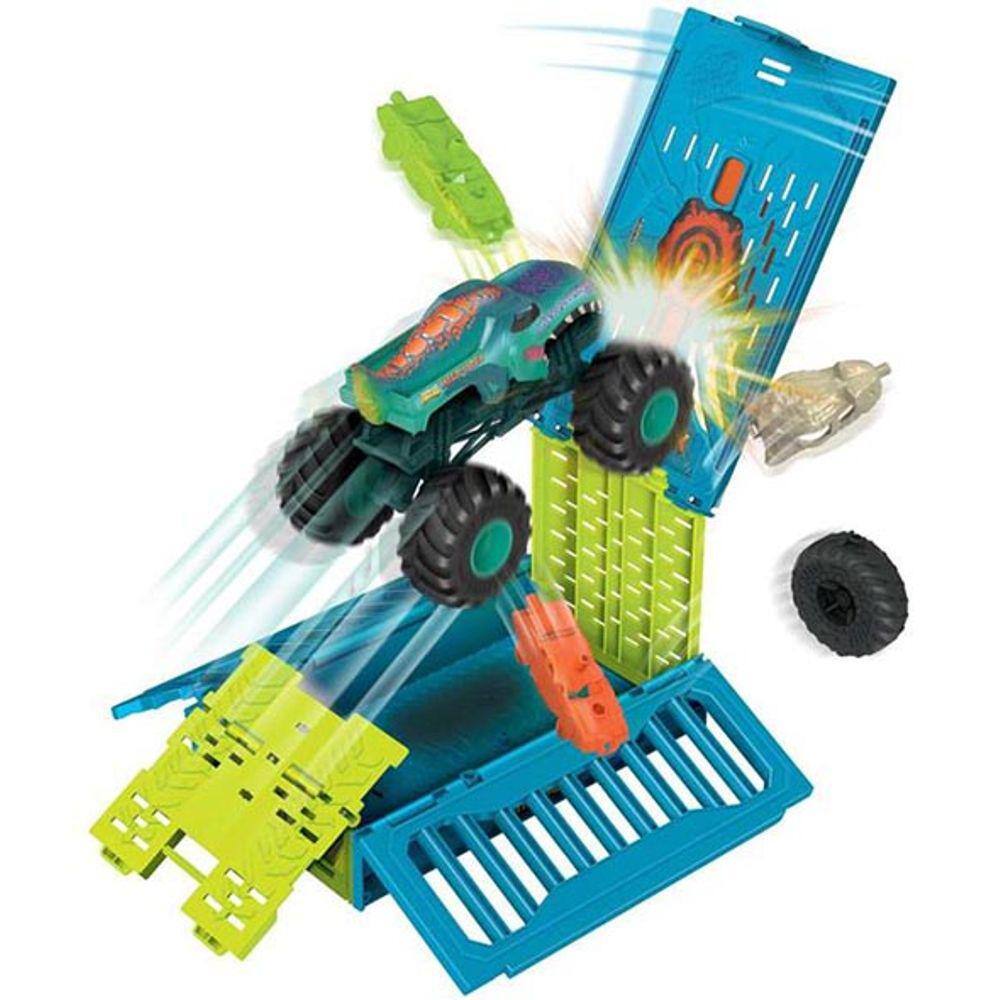 Hot Wheels Pista com veículo Monster Truck Sabretooth Showdown