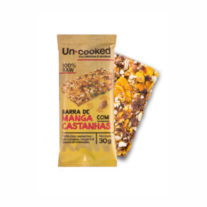 Kit 6X: Barra Manga E Castanha S/Glúten Vegano Uncooked 30g
