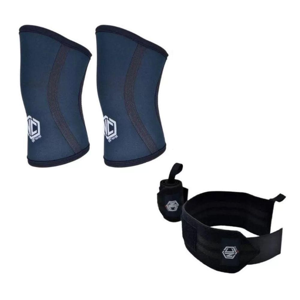 Joelheira Alta Performance Cross Training 7mm Nc Extreme (Par) + Munhequeira Preta