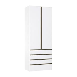 Guarda Roupa Solteiro 2 Portas 4 Gavetas 90cm Prime Luciane Móveis