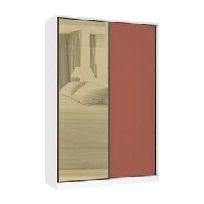 Guarda Roupa 2 Portas de Correr 3 Gavetas 159cm com Vidro Reflecta Bronze Prime Luciane Móveis