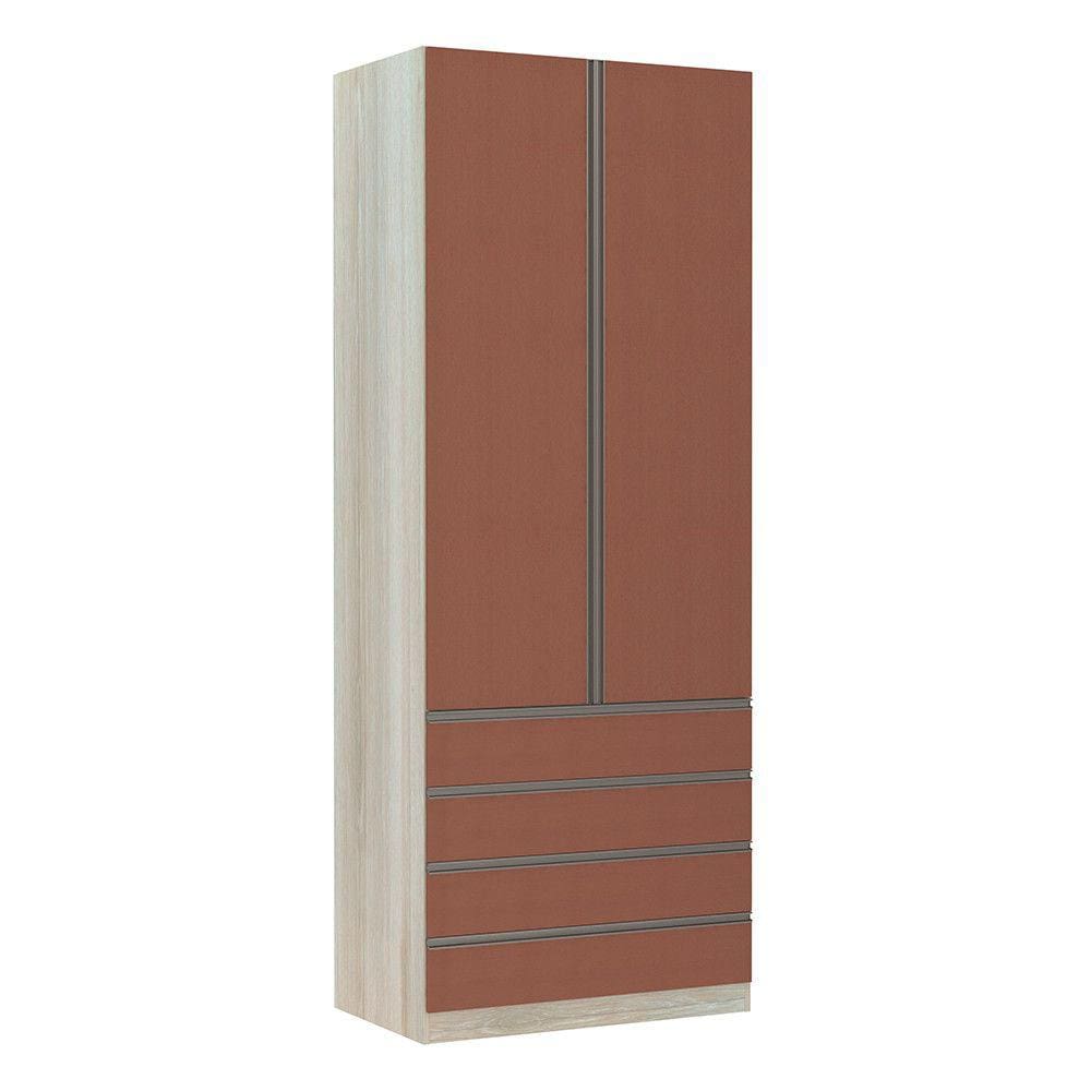 Guarda-Roupa Solteiro Luciane 2 Portas 4 Gavetas Prime Plus 90 cm