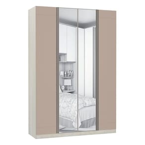 Guarda-Roupa Solteiro Luciane 4 Portas 3 Gavetas Prime Plus Alumínio com Espelho 160 cm