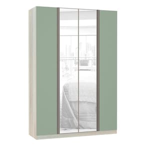 Guarda-Roupa Solteiro Luciane 4 Portas 3 Gavetas Prime Plus Alumínio com Espelho 160 cm