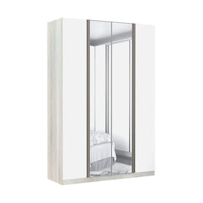 Guarda-Roupa Solteiro Luciane 4 Portas 3 Gavetas Prime Plus Alumínio com Espelho 160 cm