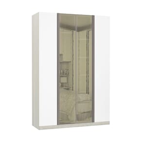 Guarda-Roupa Solteiro Luciane 4 Portas 3 Gavetas Prime Plus Alumínio com Vidro Reflecta