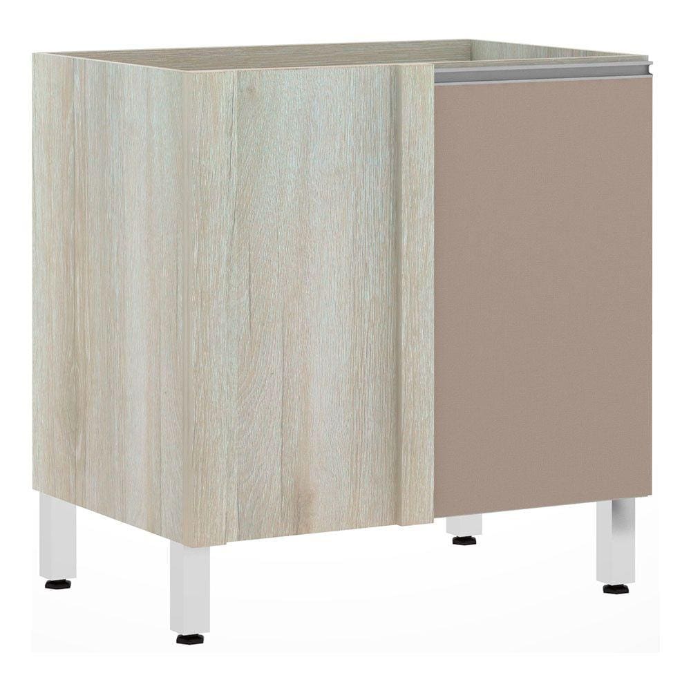 Balcão de Cozinha sem Tampo de Canto Reto Luciane 80cm 1 Porta Lis Luciane Móveis