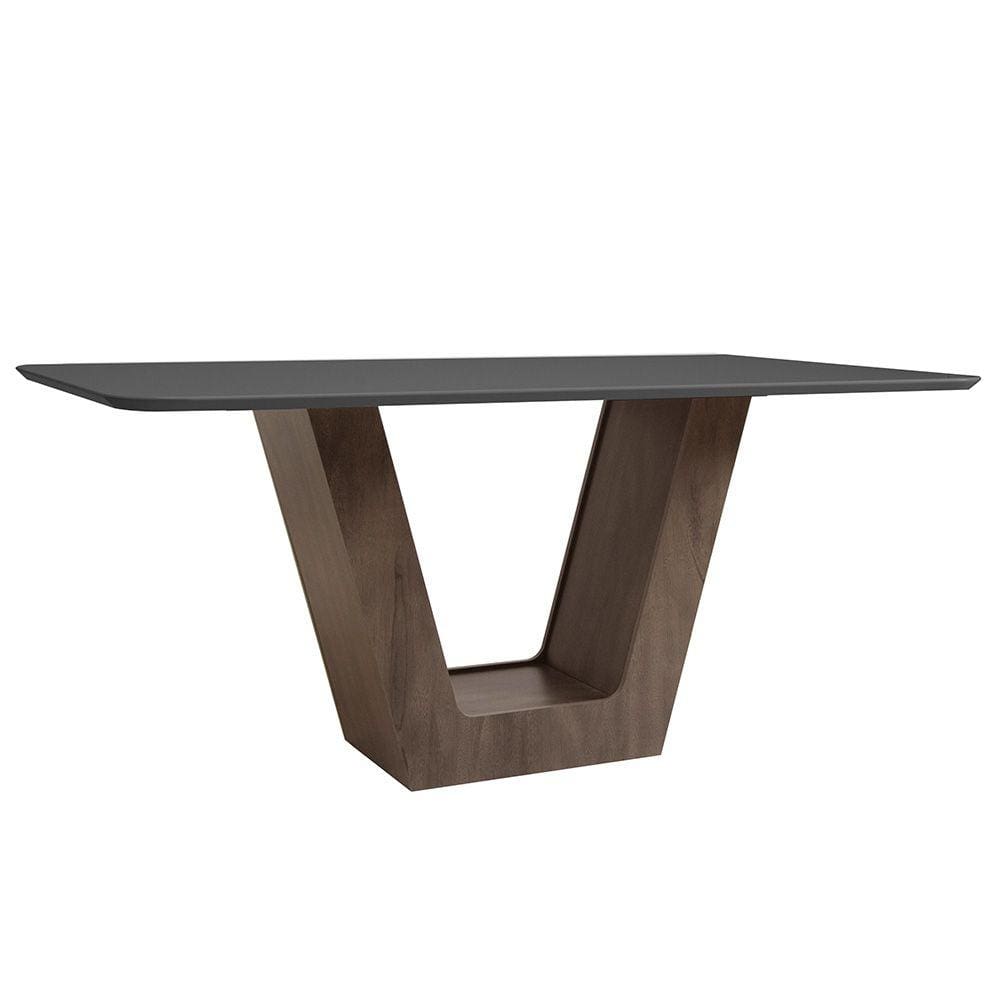 Mesa Bilbao Retangular Tampo 25mm Dobue Cedro/Cinza