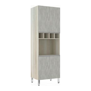 Paneleiro Luciane 70cm Nicho Microondas 4 Portas e 1 Nicho Lis