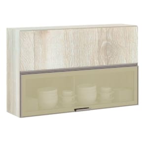 Armário Basculante Misto Luciane 120cm 1 Porta Fechada 1 Porta com Vidro Reflecta Bronze Luci
