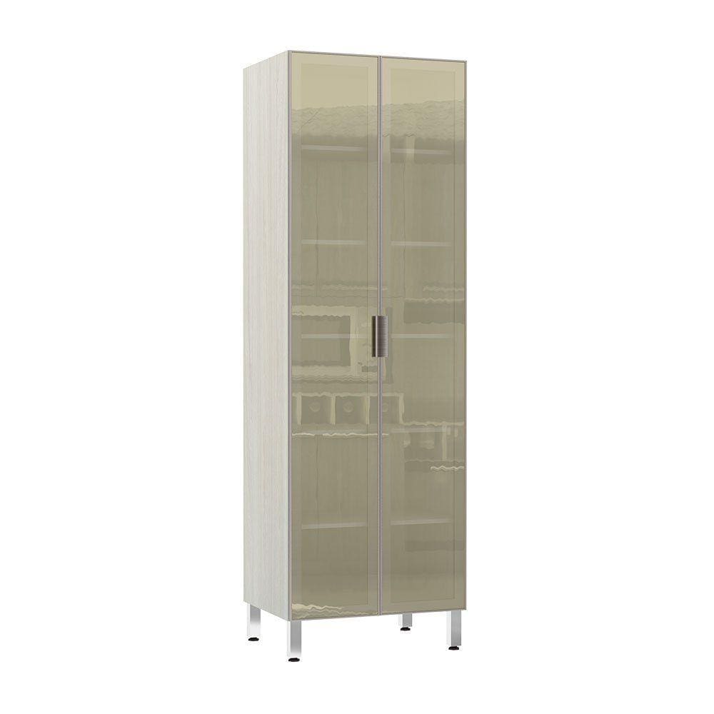 Paneleiro Luciane 70cm Duplo 2 Portas com Vidro Reflecta Bronze Luci