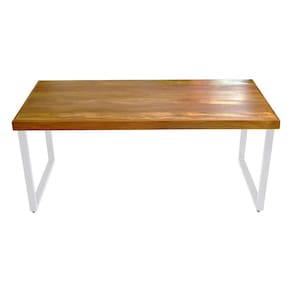 Mesa Industrial Bernardo Madeira Maciça C/ Ferragem Branca 1,20m