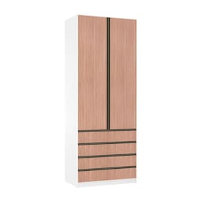 Guarda Roupa Solteiro 2 Portas 4 Gavetas 90cm Prime Luciane Móveis