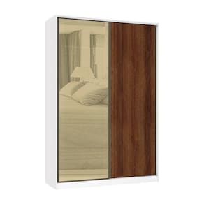 Guarda Roupa 2 Portas de Correr 3 Gavetas 159cm com Vidro Reflecta Bronze Prime Luciane Móveis