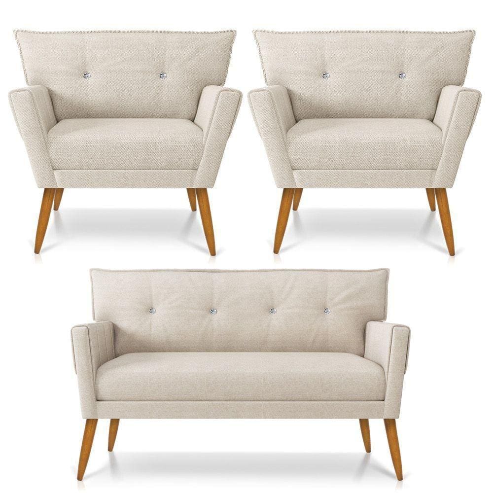 Kit Namoradeira E 02 Poltronas Anitta D`rossi A27 Areia