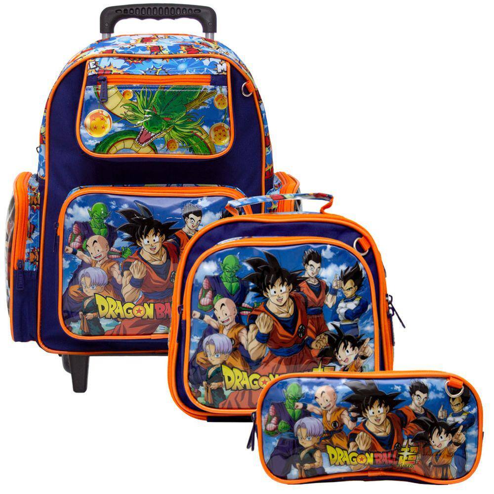 Mochila Masculina Infantil de Rodinha Dragon Ball com Itens na