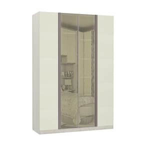 Guarda-Roupa Solteiro Luciane 4 Portas 3 Gavetas Prime Plus Alumínio com Vidro Reflecta