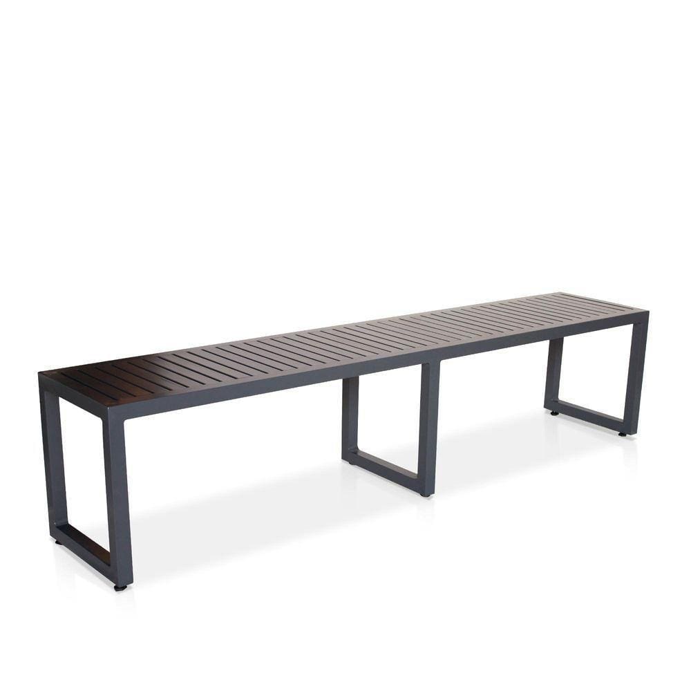 Banco Em Alumínio Ripado Sem Encosto Para Jardim