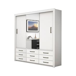 Guarda Roupa Anjos Plus 3 Portas 9 Gavetas Carioca Branco