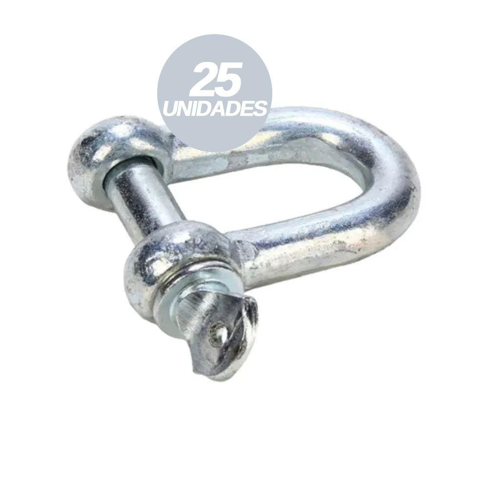 Kit 25 Manilha Reta com Pino Roscado Galvanizado 5/16” - Starfer
