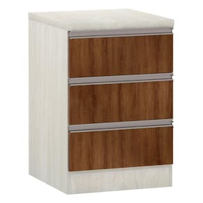 Mesa de Cabeceira 3 Gavetas 40cm Estrutura Legno Crema Prime Plus Luciane Móveis