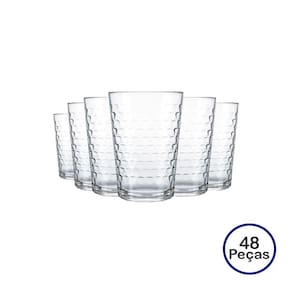 Jogo de Copos Batuque 265ml 48 Unidades Vidro Transparente Nadir