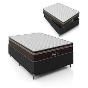 Cama Box Viúva + Colchão Paris Molas Ensacadas - 61x128x188cm - Couro Preto