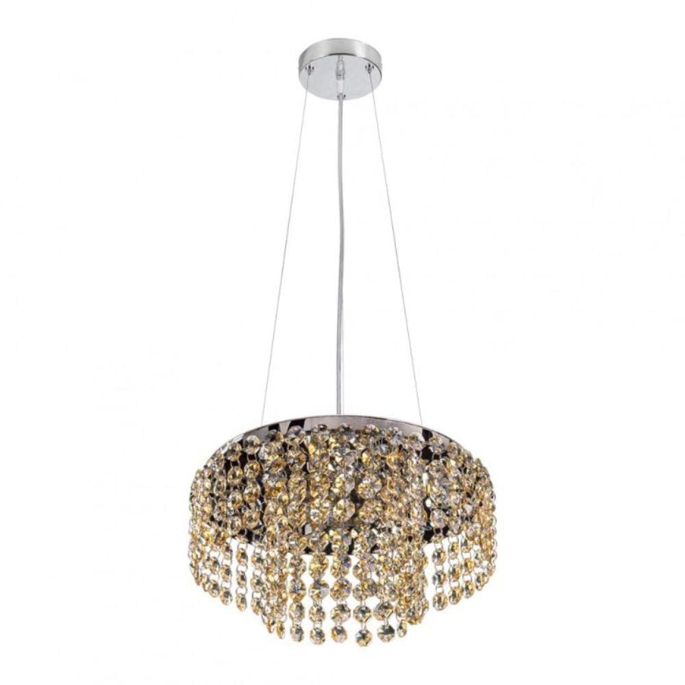 Pendente Cristal Redondo Ø30x11cm 6 Luzes G9 Milano GPMIA003006PDV2 Bronzearte Âmbar