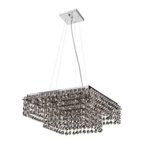 Pendente Cristal Quadrado 30x30x12,5cm 6 Lâmpadas G9 Milano Bronzearte Fume