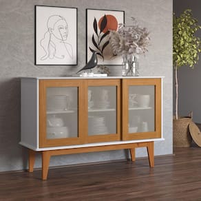Buffet 3 Portas Detroit Tebarrot Branco/Marrom