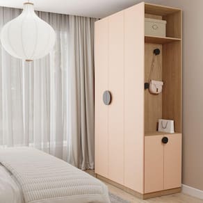 Conjunto Modulado Joy 2 Peças Nicho com 2 Gavetas e Sapateira Cabecasa Madeiramadeira Salmão/Avena