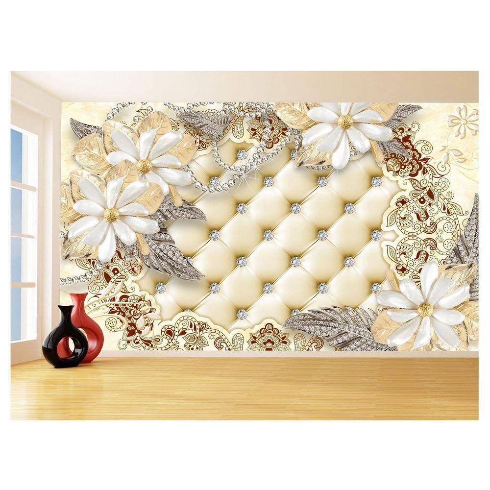 Papel De Parede 3D Floral Textura Sala Flores 3,5M Xfl356