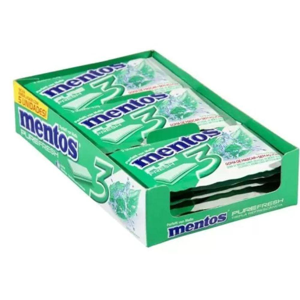 Chiclete Mentos 3 Camadas Spearmint 8,5g C/15 Unidades