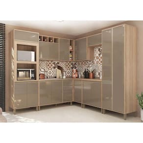Cozinha Completa Modulada 8 Peças com Armário e Balcão Luciane Móveis