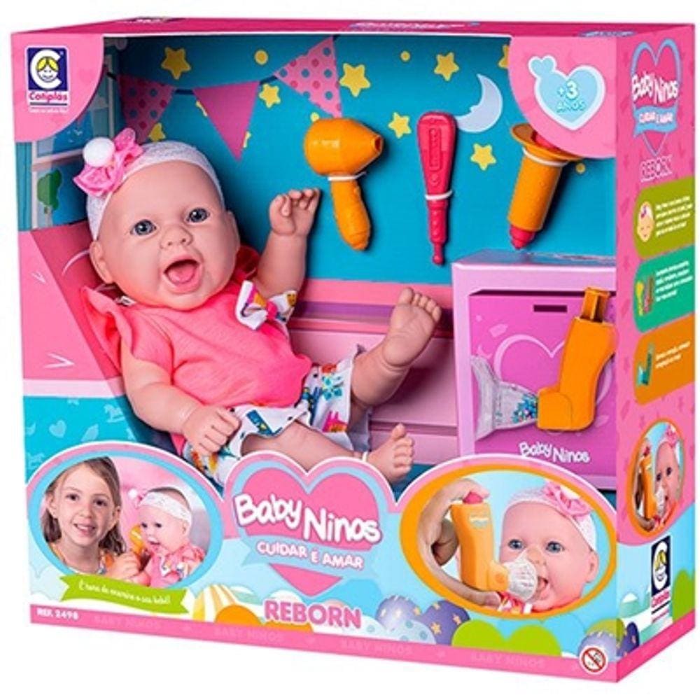 Boneca Baby Ninos Cuidar é Amar  - Reborn - c/ Acessórios