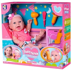 Boneca Baby Ninos Cuidar é Amar  - Reborn - c/ Acessórios