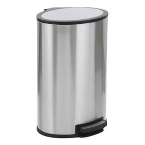 Lixeira Multiuso 40l Com Pedal Oval 60x41x38cm Inox Cromada