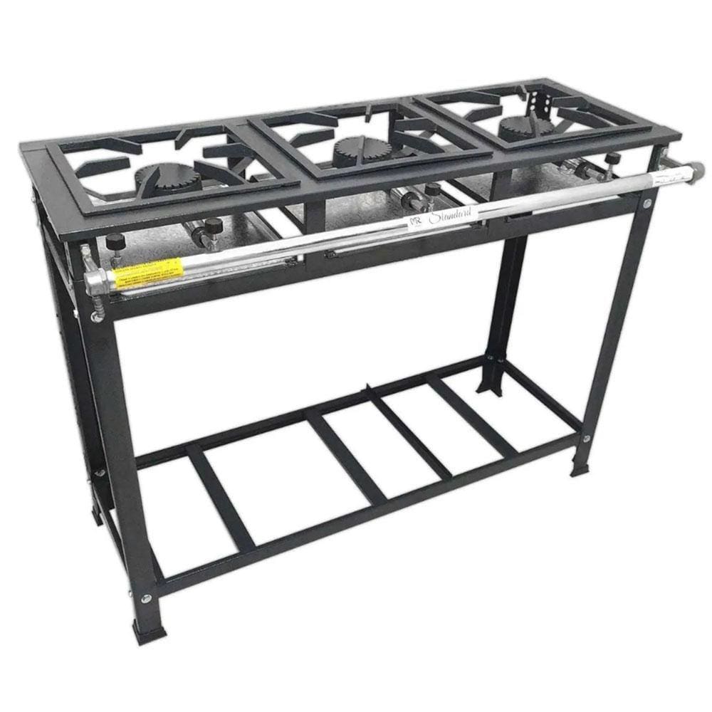 Fogão Industrial 3 Bocas Standard Alta Pressão Grelhas Aço 30x30 P5 MR Fogões