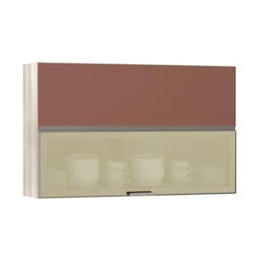 Armário Basculante Misto Luciane 120cm 1 Porta Fechada 1 Porta com Vidro Reflecta Bronze Luci