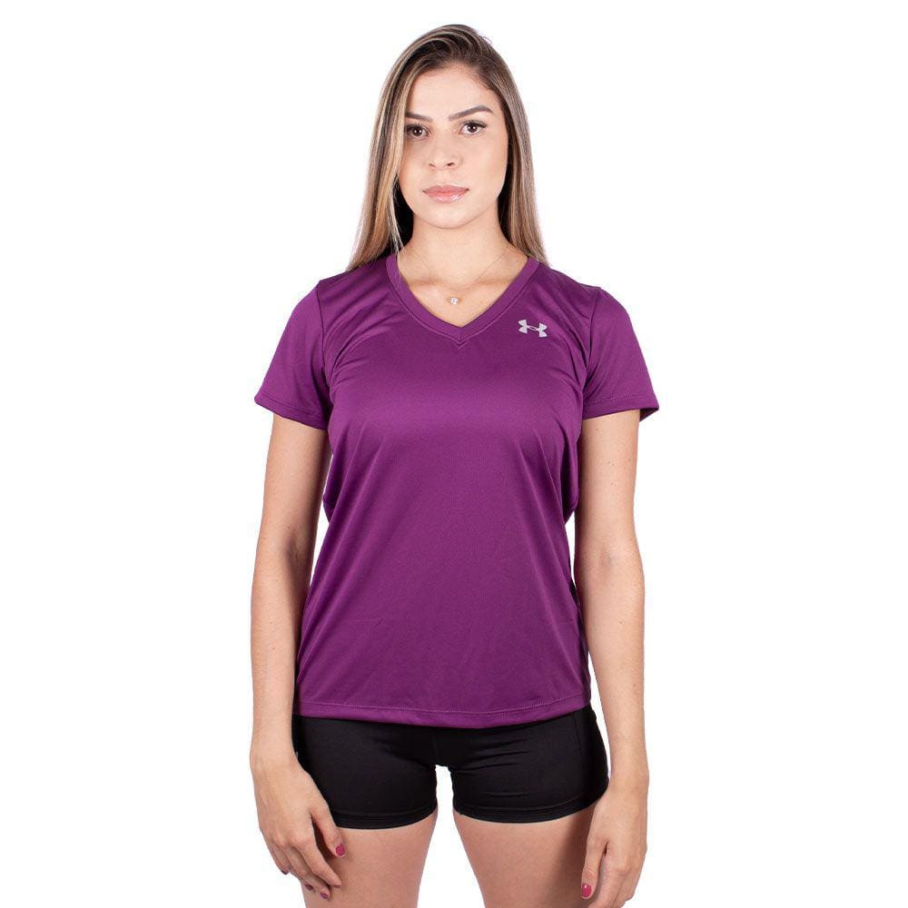 Camiseta Under Armour Tech V Neck Feminina Roxa